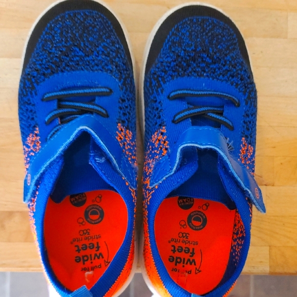 Stride Rite Other - Blue and Orange Velcro Sneakers with Spotted Pattern
